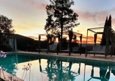 gay men-only sunset pool with sea and forest views in Garraf Park near Sitges