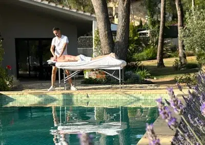 relaxing massage at gay men-only guesthouse close to Sitges and Barcelona surrounded by nature