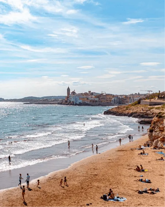 Balmins Gay Beach in Sitges near gay men-only guesthouse close to Barcelona with clothing-optional areas