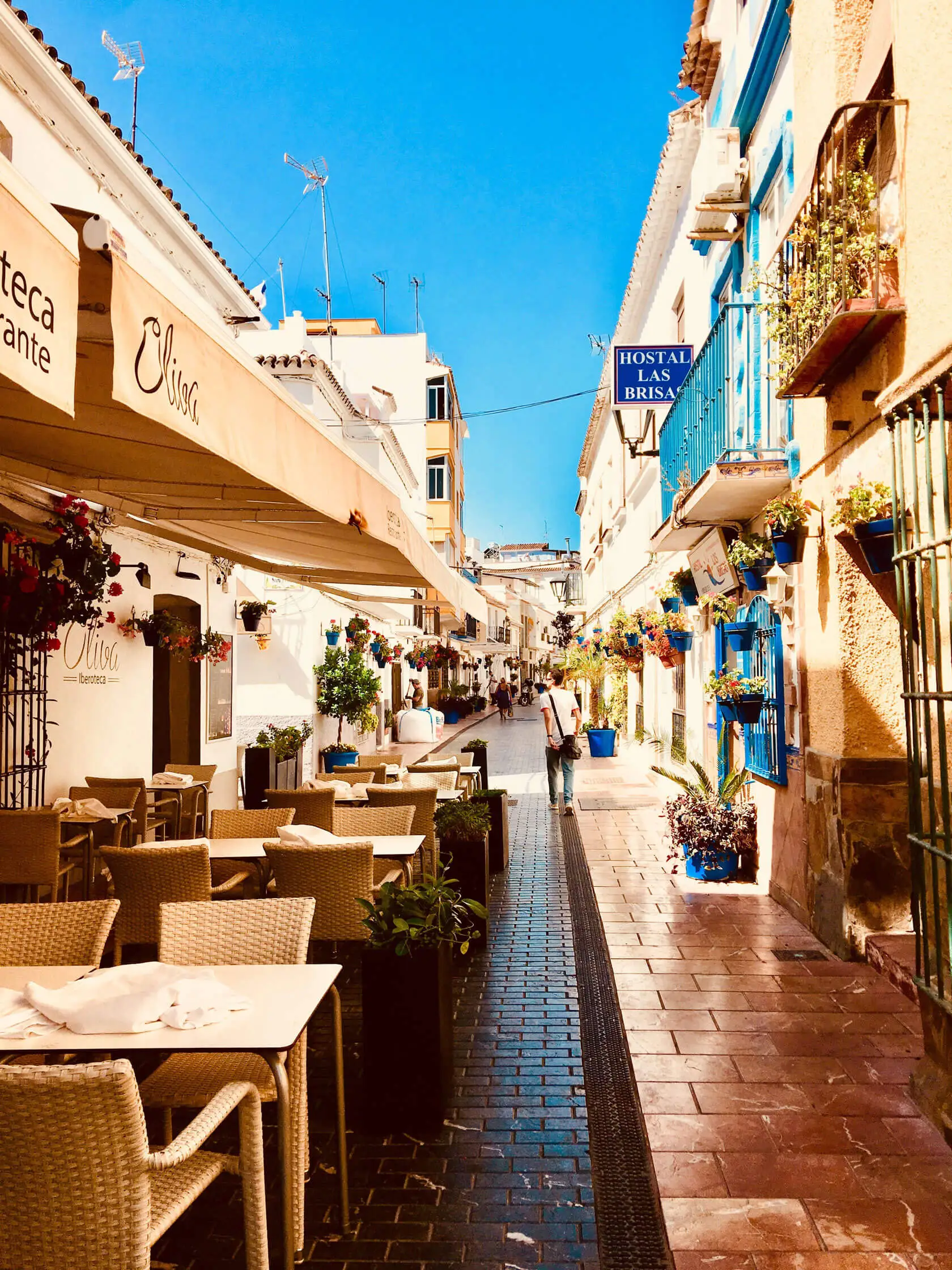 Mediterranean restaurant terrace overlooking Sitges