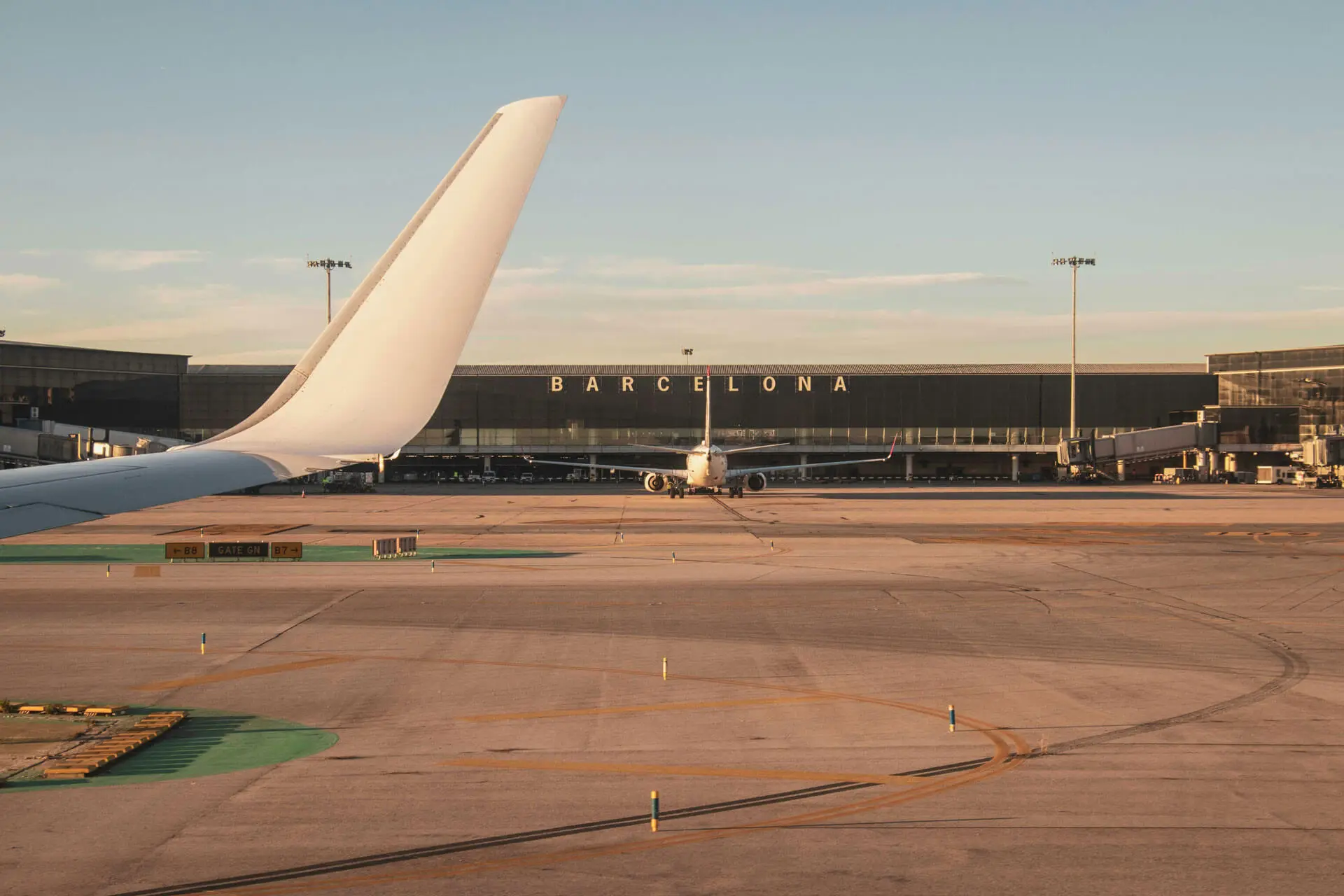Traveller arriving at Barcelona Airport on the way to Sitges