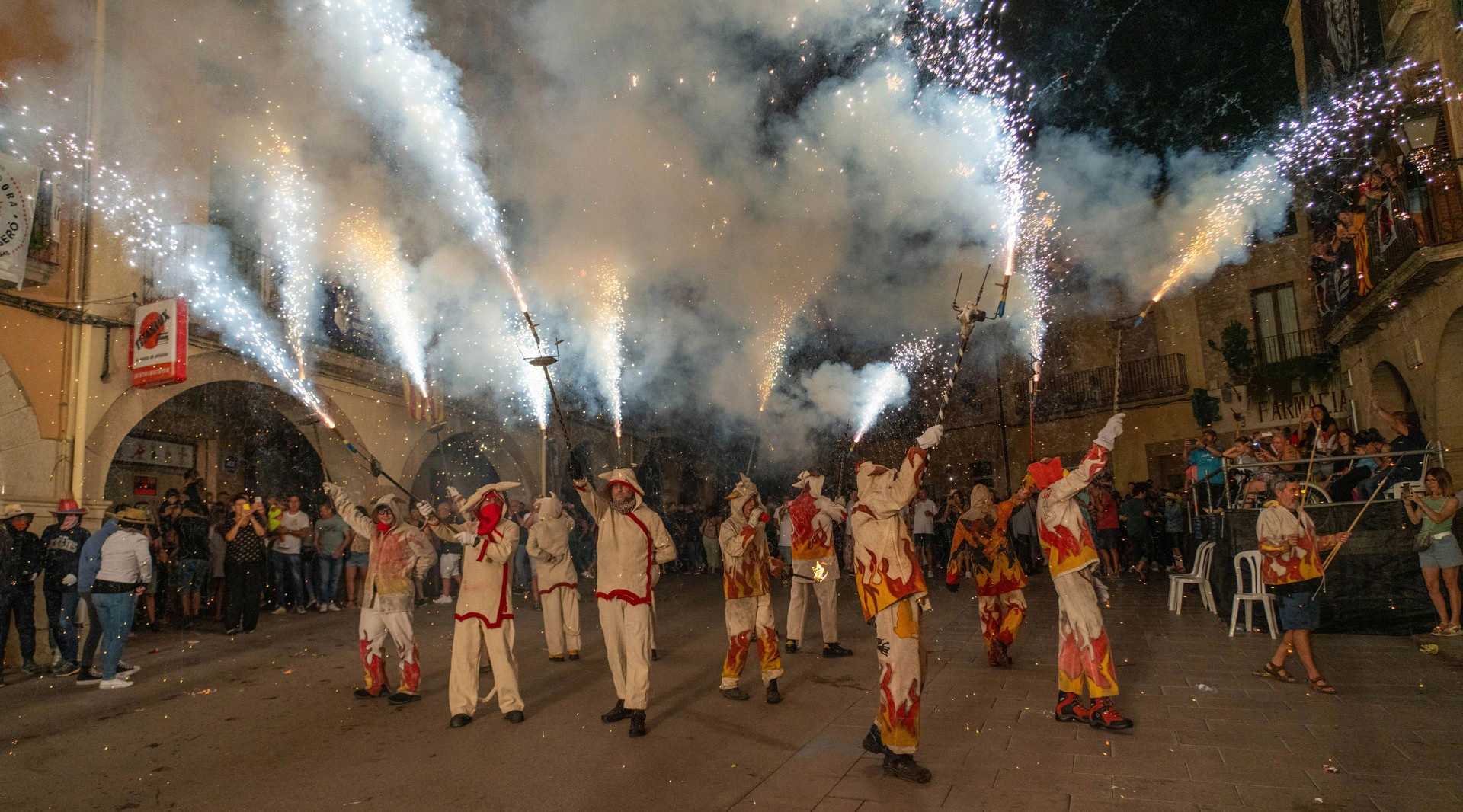 Sitges Mediterranean town during a local celebration