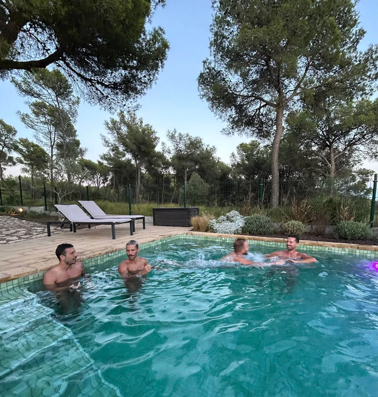 Private clothing-optional saltwater pool surrounded by nature near Sitges