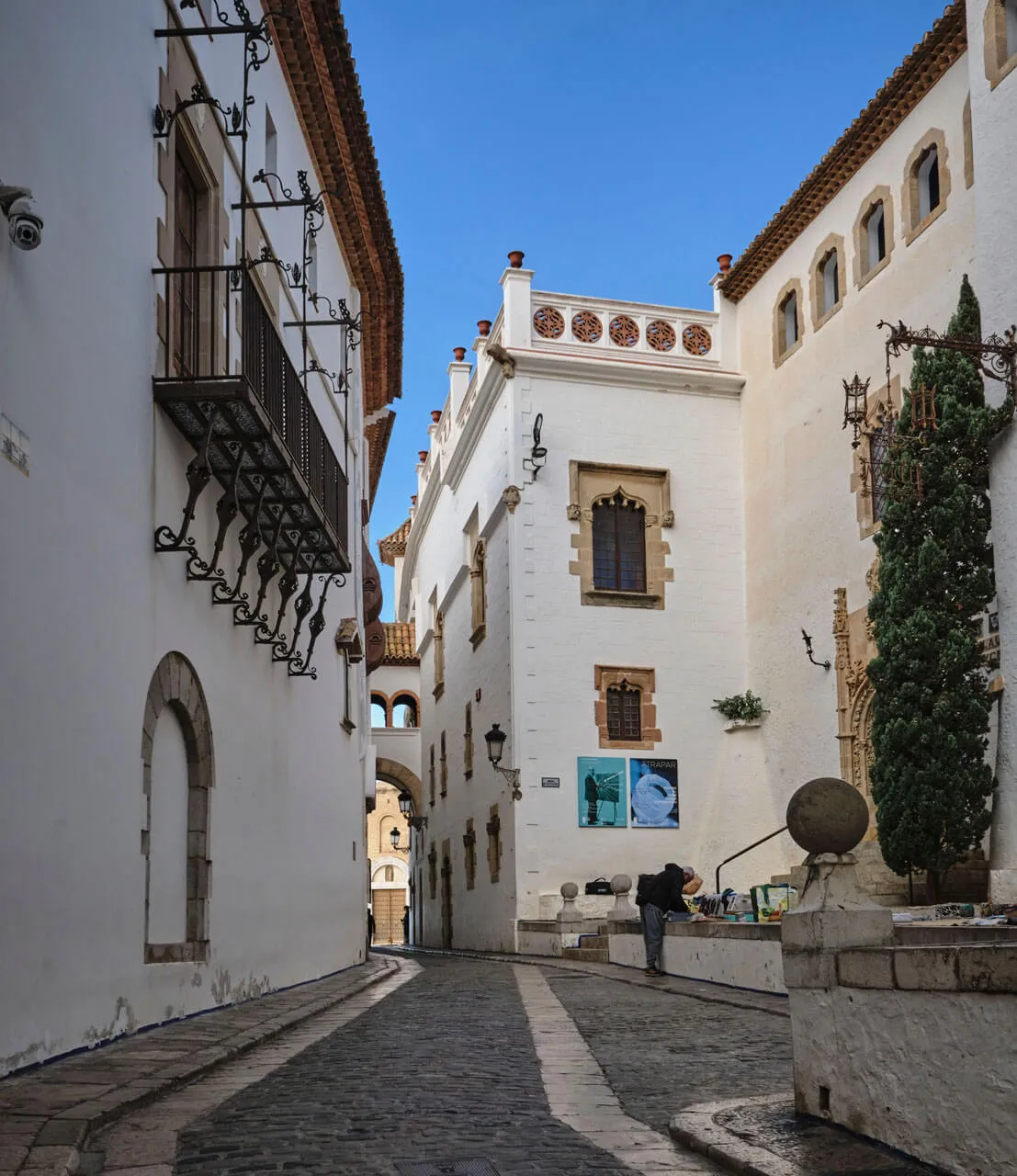 Historic streets and Mediterranean architecture in Sitges old town