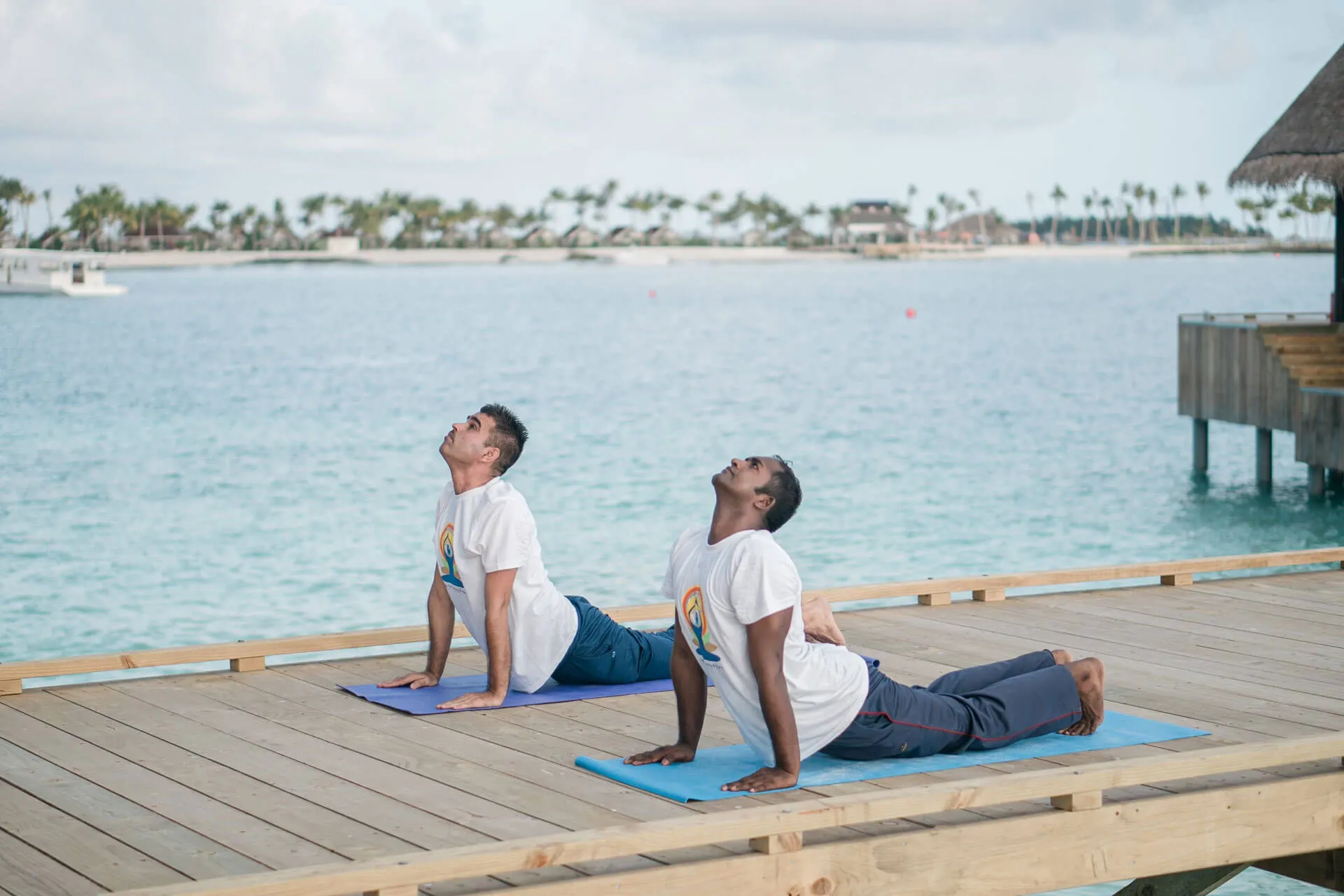 Adult men sharing a relaxed wellness experience together
