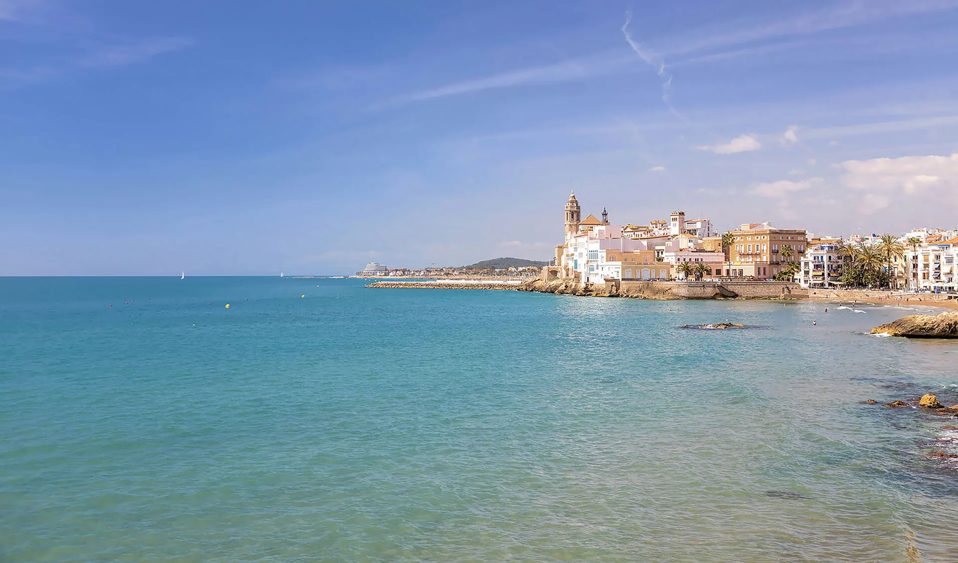 Central Sitges seafront and Mediterranean atmosphere