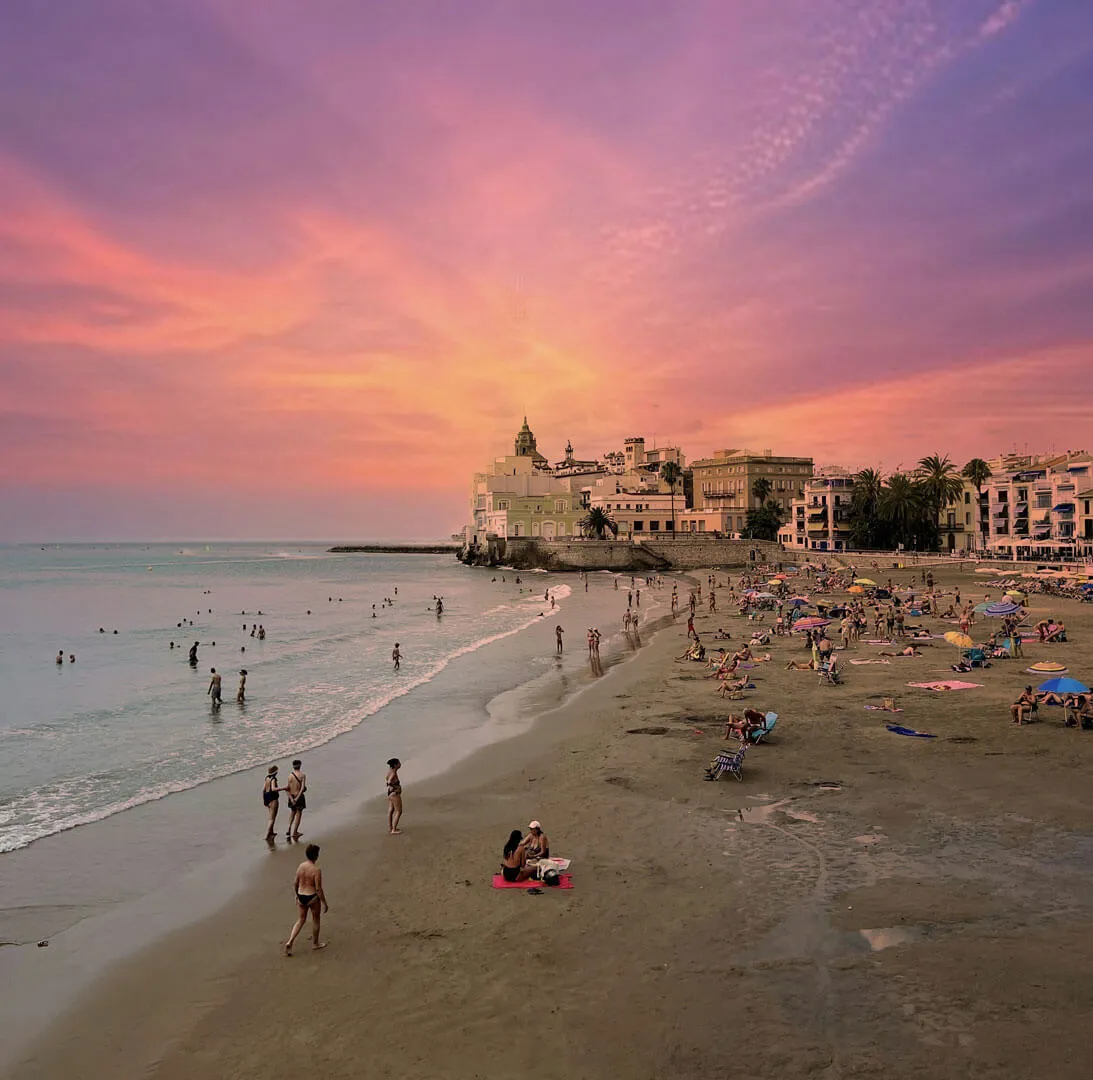Sitges beach and Mediterranean seafront in Spain